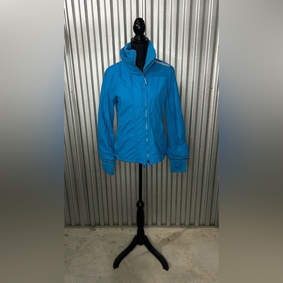 Women’s Superdry Japan Blue Long Sleeve Jacket Nylon Designer Size Medium - Picture 1 of 4